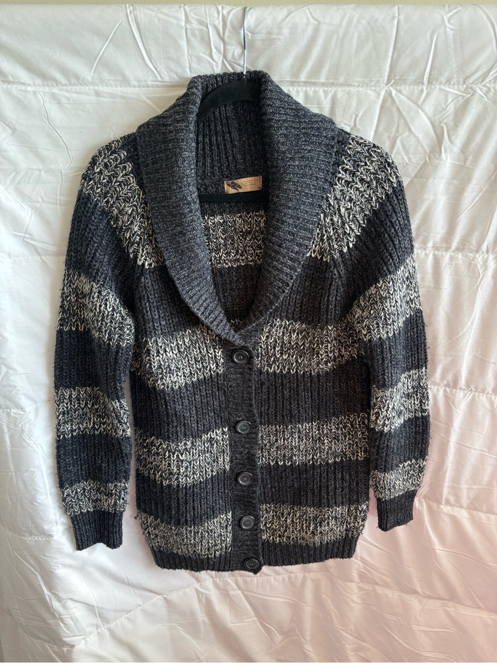 Katsumi and Gray Shawl Collar Button Cardigan